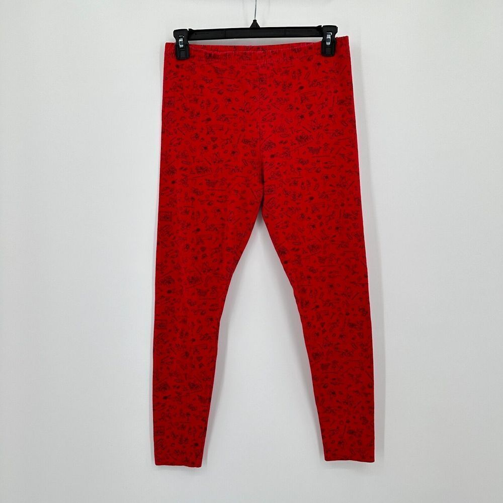 Vintage Casually Clio Leggings Women L Red Black‎ Dick And Jane AOP Cropped
